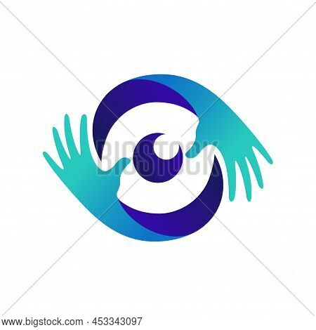 Eye Health Logo With Hand Concept, Eye Health Logo