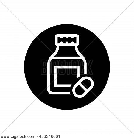 Black Solid Icon For Prozac Pill Medicine Bottle Aspirin Addiction Chemistry Tablet Penicillin