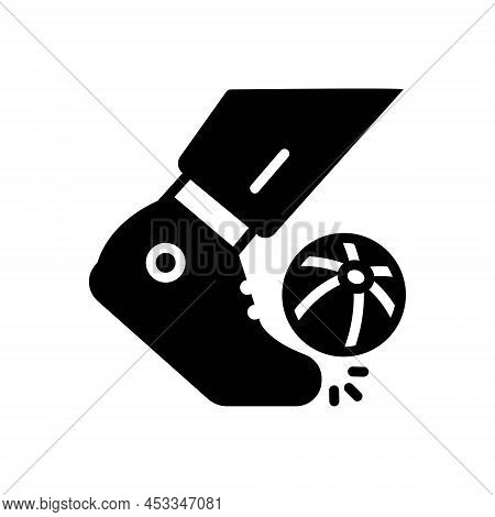 Black Solid Icon For Player Ball Sportsman Gamester Kick Football Game Goal