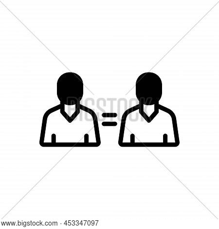 Black Solid Icon For Twin Person Common Double Duplicate Twain Dyad Coequal