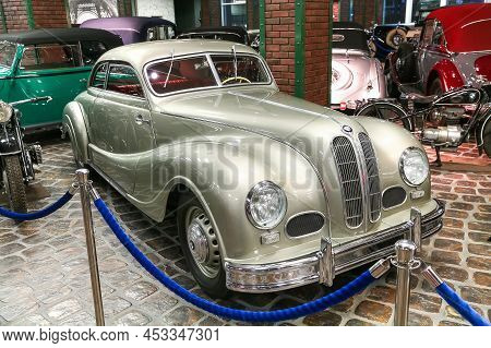 Moscow, Russia - March 6, 2022: German Classic Car Bmw 340 Coupe In The Technical Museum Of Vadim Za