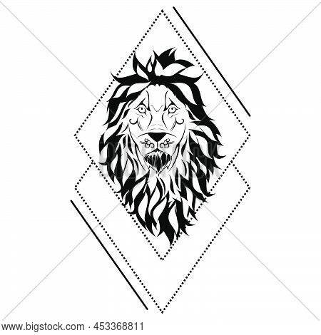Lion Head Tattoo Geometric Figures In Vector Format