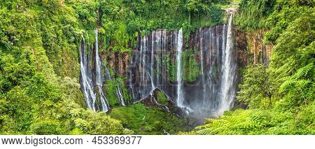 Panorama Of  Tumpak Sewu Waterfall At East Java, Indonesia