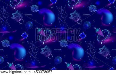 Electro Futuristic Pattern. Retro Background Neon Line. Vector Cyber Laser Style Pattern