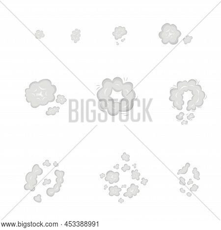 Top View Sky Clouds Set. Vector Stock Illustration Isolated On White Chalkboard Background For Anima