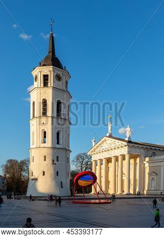 Vilnius, Lithuania - April 9, 2022: Cathedral Basilica Of St. Stanislaus And St. Ladislaus, The Main