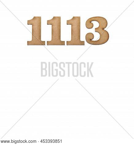 Number 1113 In Wood, Isolated On White Background