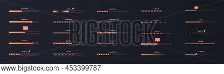 Progress Loading Bar. Collection Of Interface Elements For Applications And Programs. Set Of Orange 