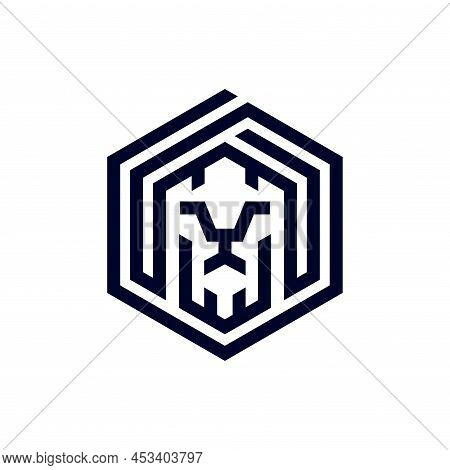 Lion Logo With Hexagon Concept, Lion Logo