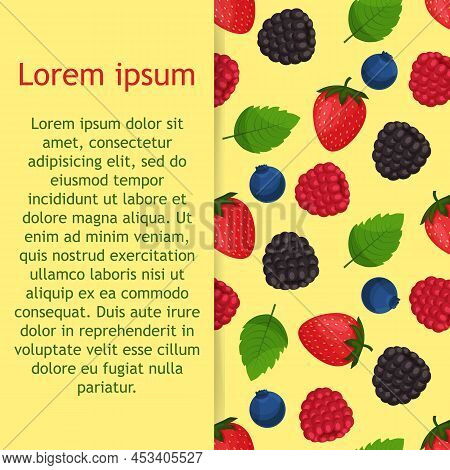Berry Mix On Background. Dark Berries Seamless Pattern.