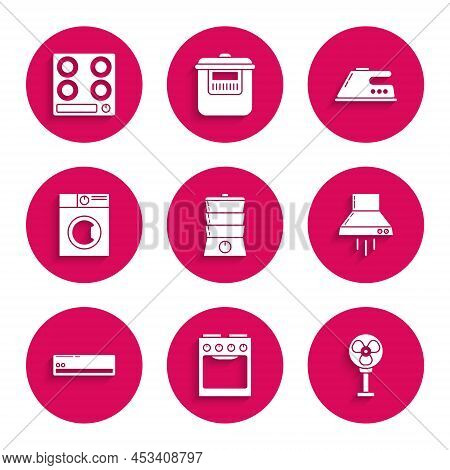 Set Double Boiler, Oven, Electric Fan, Kitchen Extractor, Air Conditioner, Washer, Iron And Gas Stov