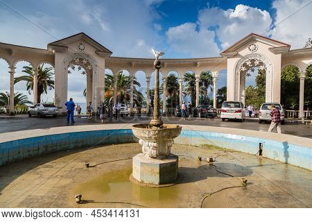 Abkhazia, September 29, 2019: The Colonnade In Gagra, Abkhazia, Caucasus
