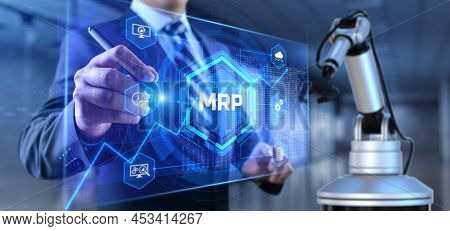 Mrp Material Requirement Planning Software System. Business Industrial Technology Concept. Cobot 3d 