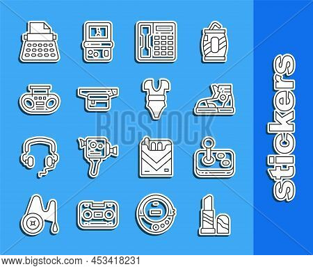 Set Line Lipstick, Joystick, Sport Sneakers, Telephone Handset, Waist Bag Of Banana, Home Stereo Wit