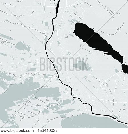 Urban City Map Of Tbilisi. Vector Illustration, Tbilisi Map Grayscale Art Poster. Street Map Image W