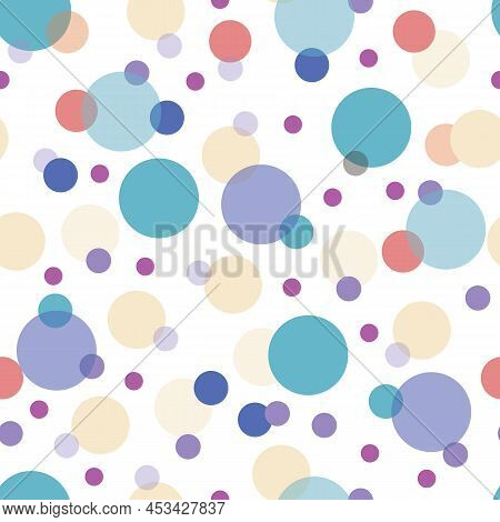 Vector Green Purple Blue Creme Circles Overlap Seamless Background Pattern. Abstract Seamless Patter