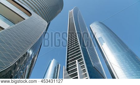 Abu Dhabi, United Arab Emirates - February 2022: Etihad Towers Are Five Skyscrapers Complex With 74 