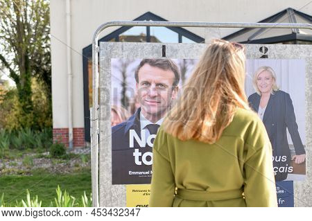 Paris, France - April 20, 2022 : The Banners With Candidates For President Elections 2022