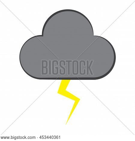 Doodle Gray Cloud Of Lightning. Electric Power. Vector Illustration. Stock Image.