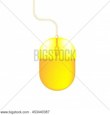Yellow Computer Mouse. Internet Technology. Vector Illustration. Stock Image.