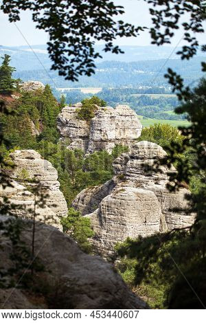 Hruboskalske Skalni Mesto Rock Panorama, Sandstone Rock City, Cesky Raj, Czech Or Bohemian Paradise,