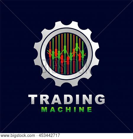 Trading Machine Logo With Gear Concept, Trading Machine Logo