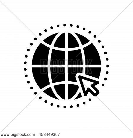 Black Solid Icon For Comm Geography Globes Map Planet World Cursor