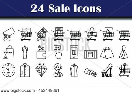 Sale Icon Set. Bold Outline Design With Editable Stroke Width. Vector Illustration.