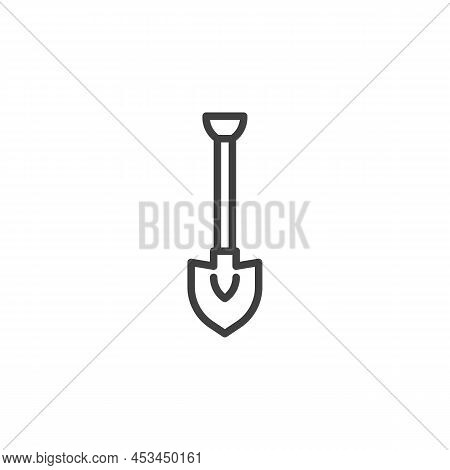 Short Shovel Line Icon. Linear Style Sign For Mobile Concept And Web Design. Spade Shovel Outline Ve