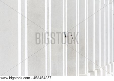 Tresigallo,italy-may 2, 2021:detail Of The Porch In Tresigallo During A Cloudy Day