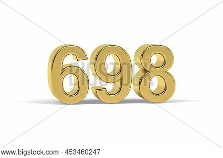 Golden 3d Number 698 - Year 698 Isolated On White Background - 3d Render