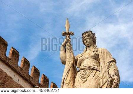 Treviso. Statue Of Independence Called Teresona, 1875, By Luigi Borro (italian Sculptor, 1826-1880) 