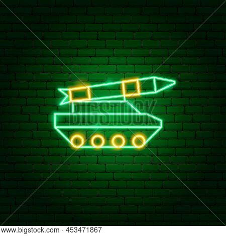 Tank Panzer Neon Sign. Vector Illustration Of War Promotion.