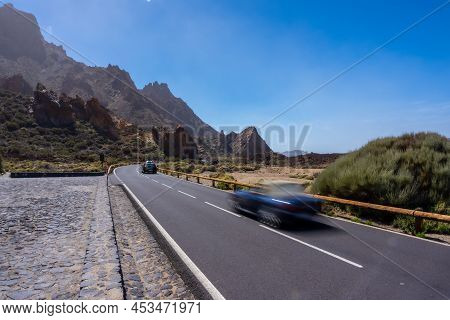 Road Next To The Viewpoint Of Zapato De La Reina In The Teide Natural Park In Tenerife, Canary Islan