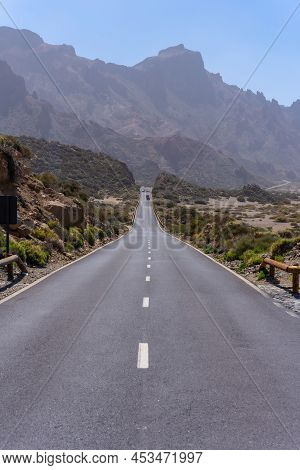 Beautiful Road Next To The Llano De Ucanca Viewpoint In The Teide Natural Park In Tenerife, Canary I