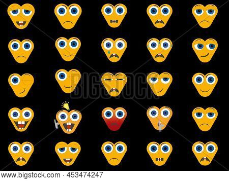 Vector Image Of A Set Of Faces Expressing Different Emotions. These Are The So-called Emoticons.