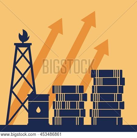 The Oil Price Is Rising Concept. Barrels Of Crude Oil Or Petroleum