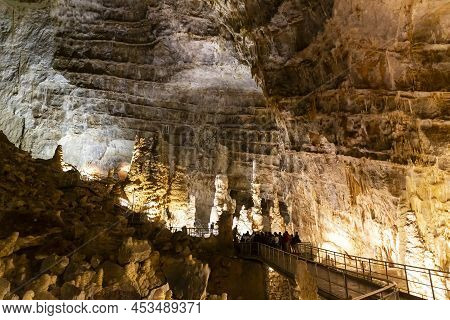 Beautiful View Of The Frasassi Caves, Grotte Di Frasassi, A Huge Karst Cave System In Italy.