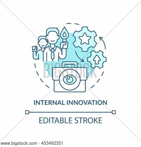 Internal Innovation Turquoise Concept Icon. Sourcing Ideas Approach Abstract Idea Thin Line Illustra