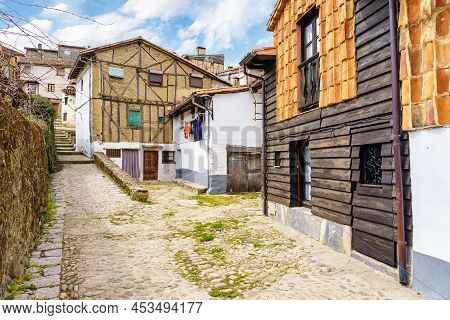 Set Of Old And Colorful Houses In The Jewish Quarter Of Hervas, Caceres.