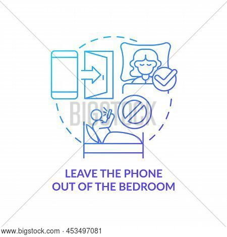 Leave Phone Out Of Bedroom Blue Gradient Concept Icon. Way To Break Social Media Addiction Abstract 