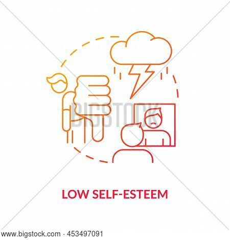 Low Self Esteem Red Gradient Concept Icon. Compare Yourself With Others. Downside Of Social Media Ab