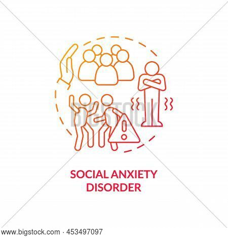 Social Anxiety Disorder Red Gradient Concept Icon. Mental Issues. Downside Of Social Media Abstract 