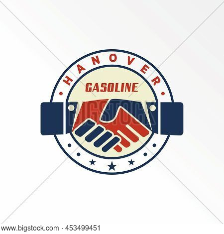 Two Hands Shaking In Block Circle Image Graphic Icon Logo Design Abstract Concept Vector Stock. Can 