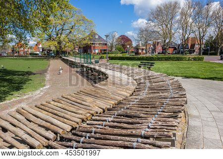 Wooden Poles Around The Deer Camp In Veendam, Netherlands