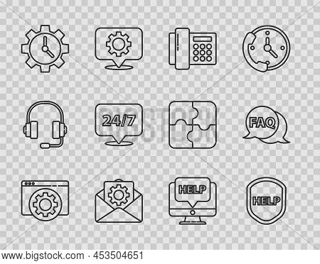 Set Line Browser Setting, Shield With Text Help, Telephone, Envelope, Time Management, Clock 24 Hour