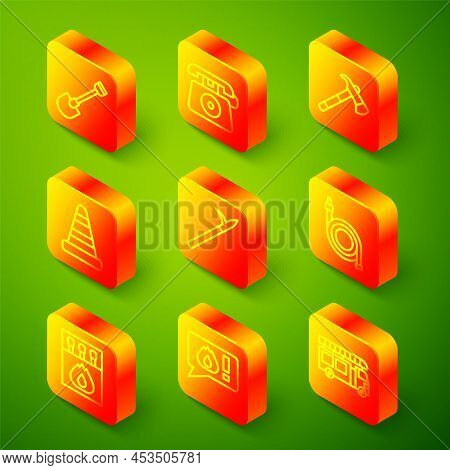 Set Line Fire Shovel, Telephone Call 911, Firefighter Axe, Traffic Cone, Metal Pike Pole, Hose Reel,