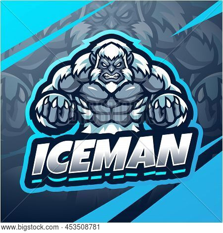 Iceman Esport Mascot Logo Design With Text