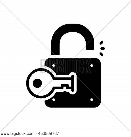 Black Solid Icon For Unlock Unwind Unlock Unlatch Open Lock Key Keyhole