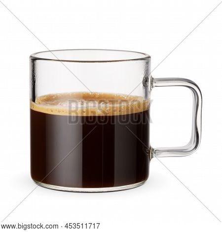 Half Cup Of Espresso Coffee Isolated On White Background.